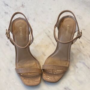 Express Croc-Embossed Tan Heels